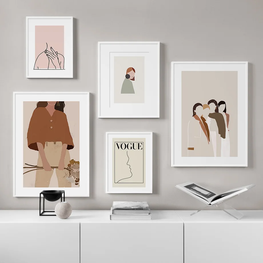 

Nordic Modern Abstract Boho Woman Nordic Posters And Prints Wall Art Paper Painting Girl Wall Pictures For Living Room Decor