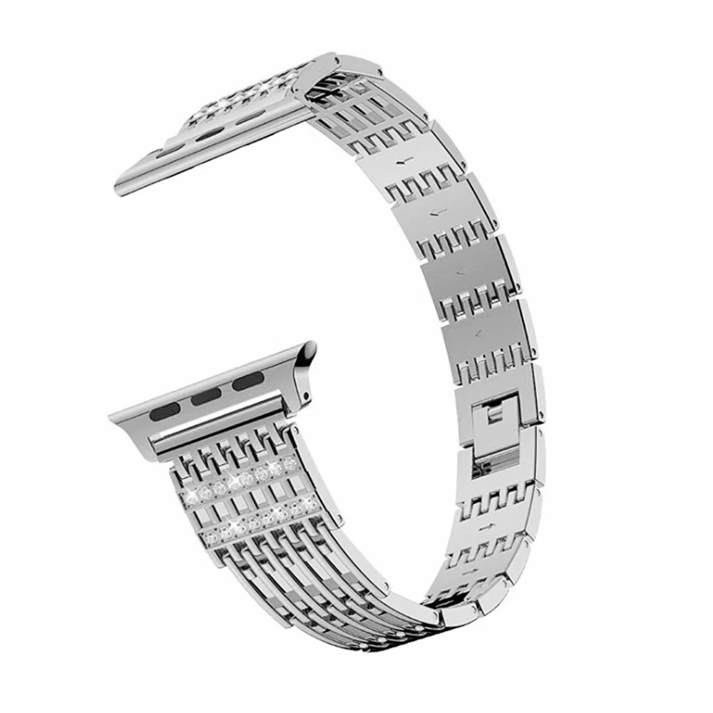 

Metal Stripe Type Diamond Strap for Apple Watch Band SE Series 6/5/4/3/2 Women/Ladies Fashion Bracelet for iWatch 44/40/38/42mm