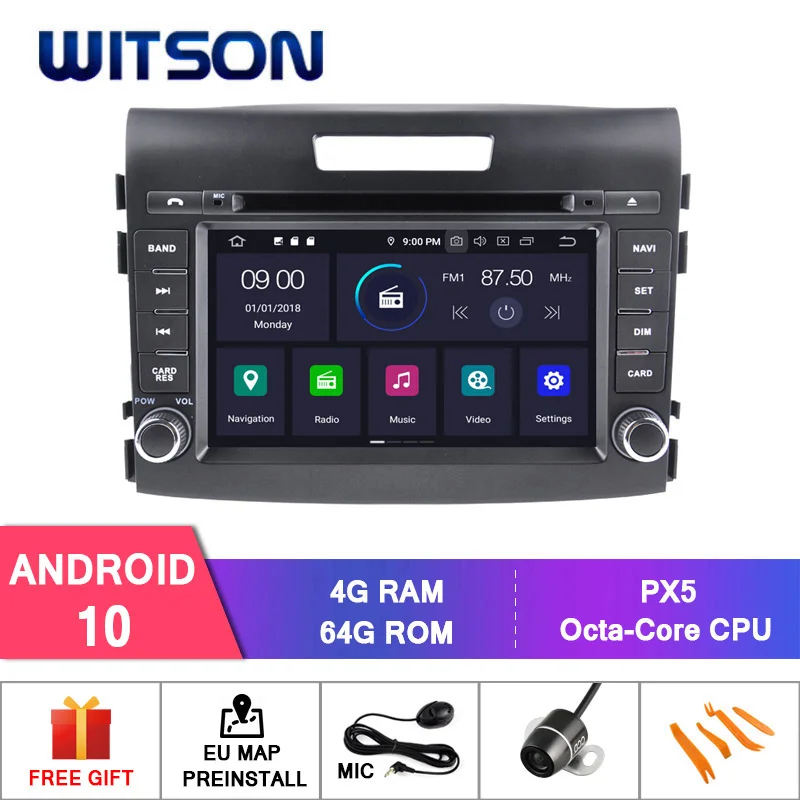 WITSON Android 10 автомобильный DVD GPS для HONDA NEW CR-V 2012 мультимедийный плеер стерео