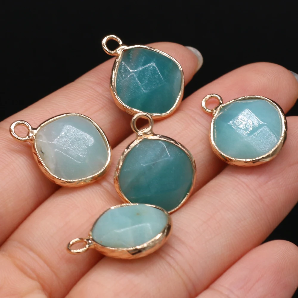 

Подвеска из натуральных полудрагоценных камней, Амазонит, неправильное кольцо, Позолоченный край, «сделай сам» для изготовления ювелирных ...