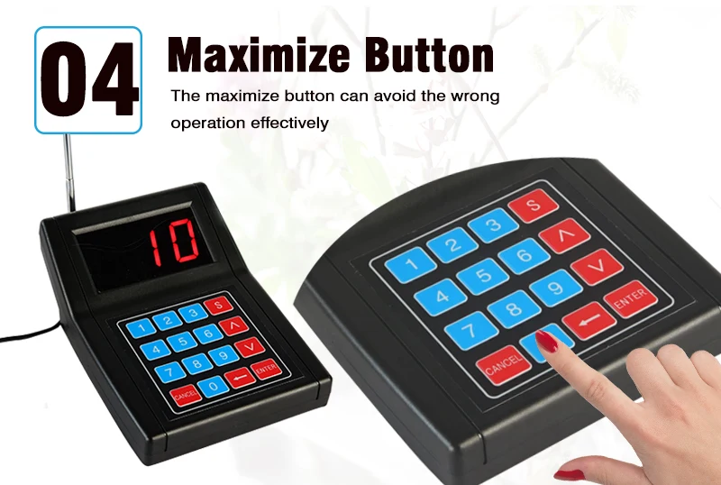 YARMEE Pager Restaurant 999 channel wireless Calling System with 10 coaster pagers for waiter pagers for queue system