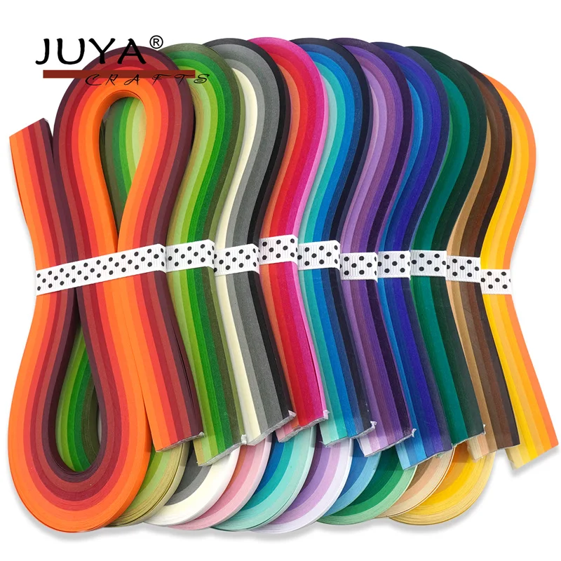 Juego de tiras de papel multicolor JUYA, 60 colores, 10 paquetes de 54cm de longitud, 3mm/5mm/7mm/10mm disponibles-2
