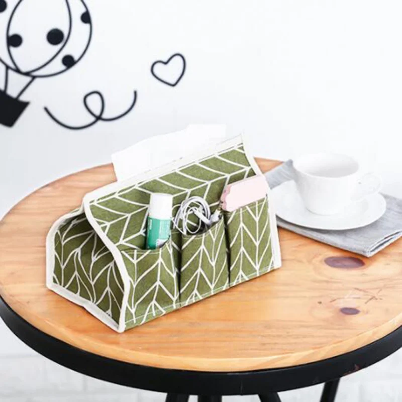 Домашняя хлопковая коробка из льняной ткани с маленькими карманами в стиле