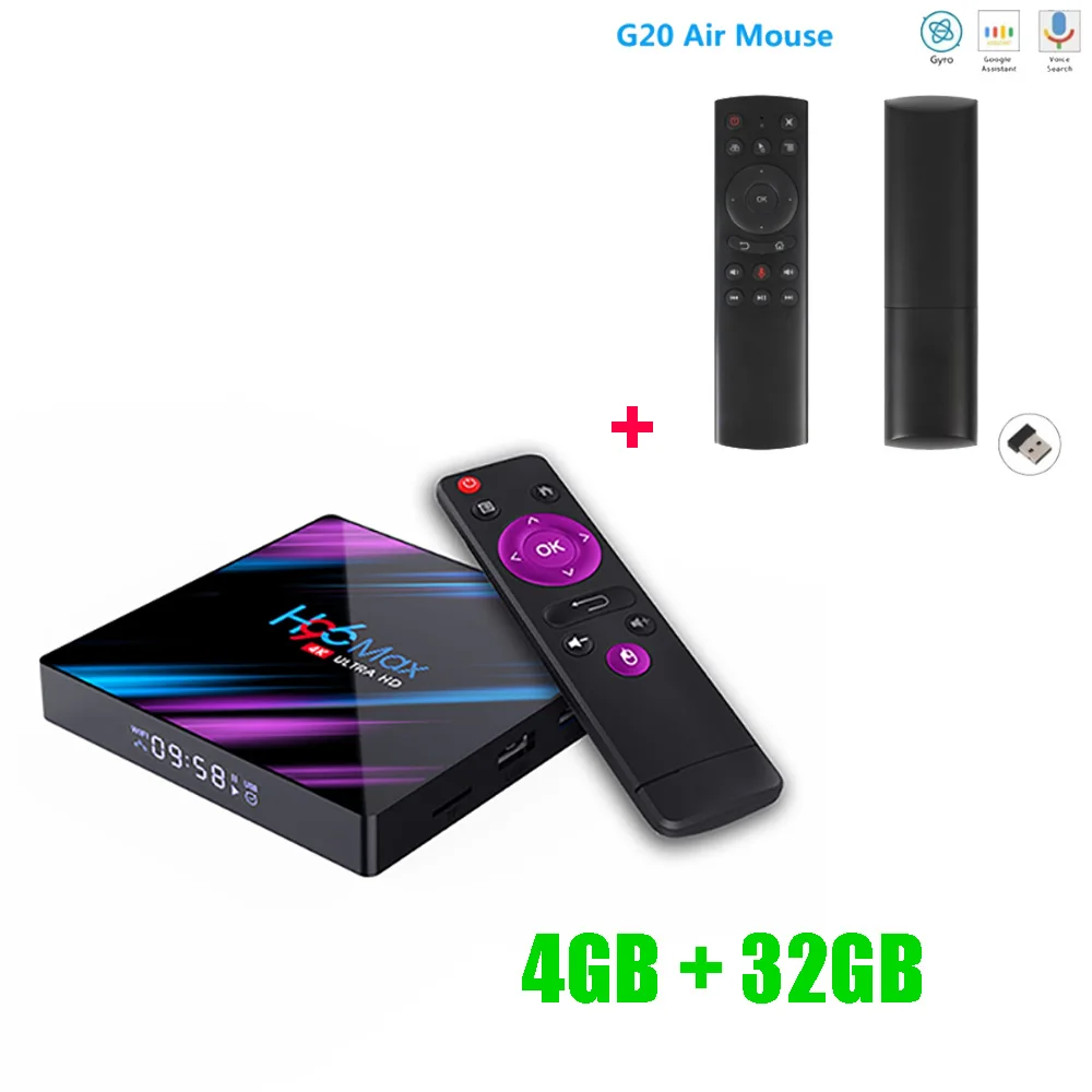 4GB32GB add G20 H96 MAX android 9,0 smart tv box 4G ram 64GB rom RK3318 H.265 телеприставка 4K HD 2,4G/5,8G wifi BT 4,0 android tv box VS X96 mini - Цвет: 4GB32GB add G20