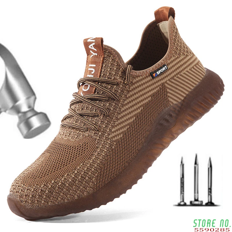 

Safety Shoes steel toe Men, Fashion Anti-smashing Men's Work Shoes, Black Breathable Comfortable Sports Shoes seguridad H582