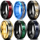 11 видов стилей 8 мм мужское кольцо из нержавеющей стали Дракон инкрустация Красный Синий Черный углеродное волокно кольцо Высокое качество свадебный браслет ювелирные изделия