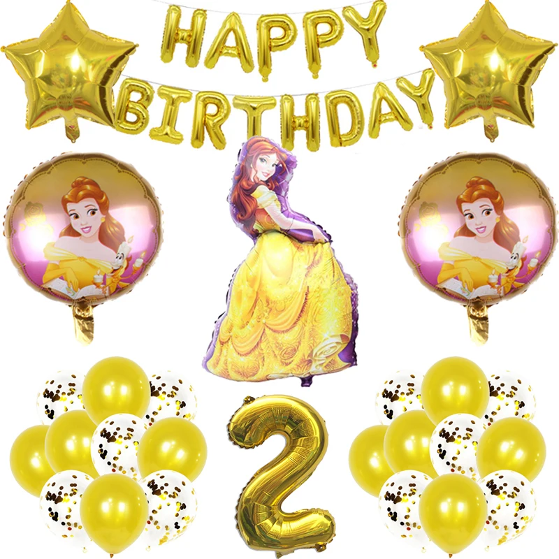 Juego de globos de helio de La Bella y La Bestia para ni&ntilde;os, globos de aluminio con n&uacute;mero de 32 pulgadas, decoraciones para fiesta de cumplea&ntilde;os, juguetes para ni&ntilde;os, 1 Juego-1