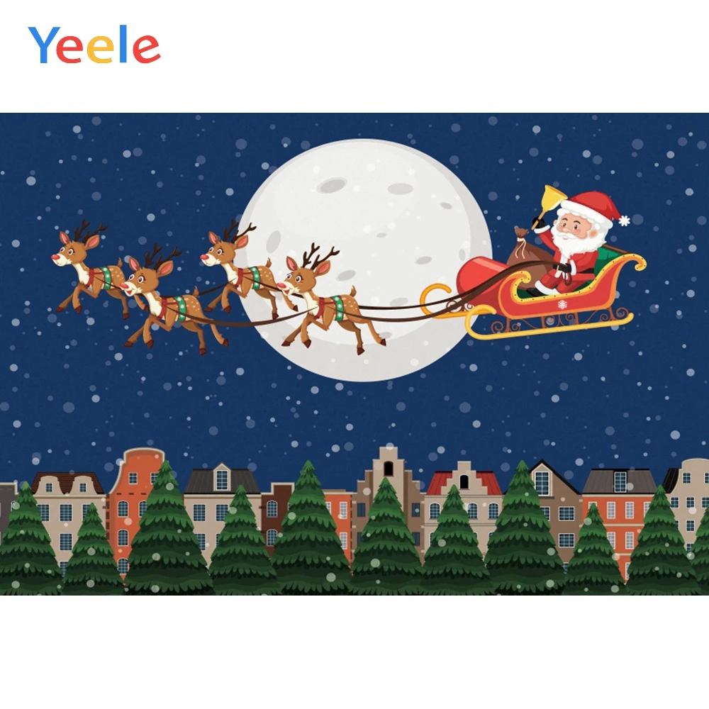 

Yeele Cartoon Merry Christmas Santa Claus Elks Baby Child Portrait Photo Backgrounds Photography Backdrop for A Photo Studio