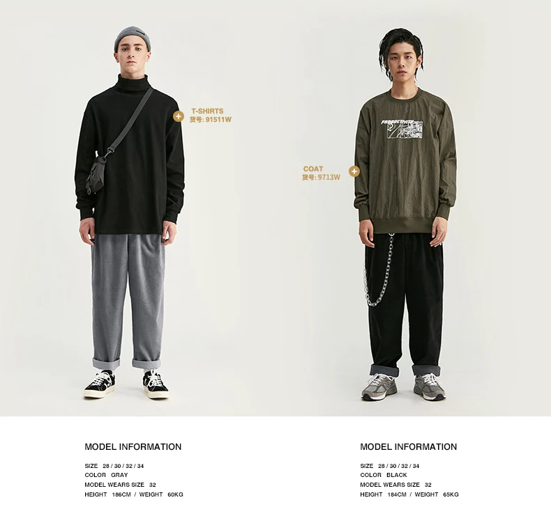 Коллекция, широкие мужские вельветовые брюки свободного кроя, одноцветные мужские вельветовые повседневные уличные штаны 93326W