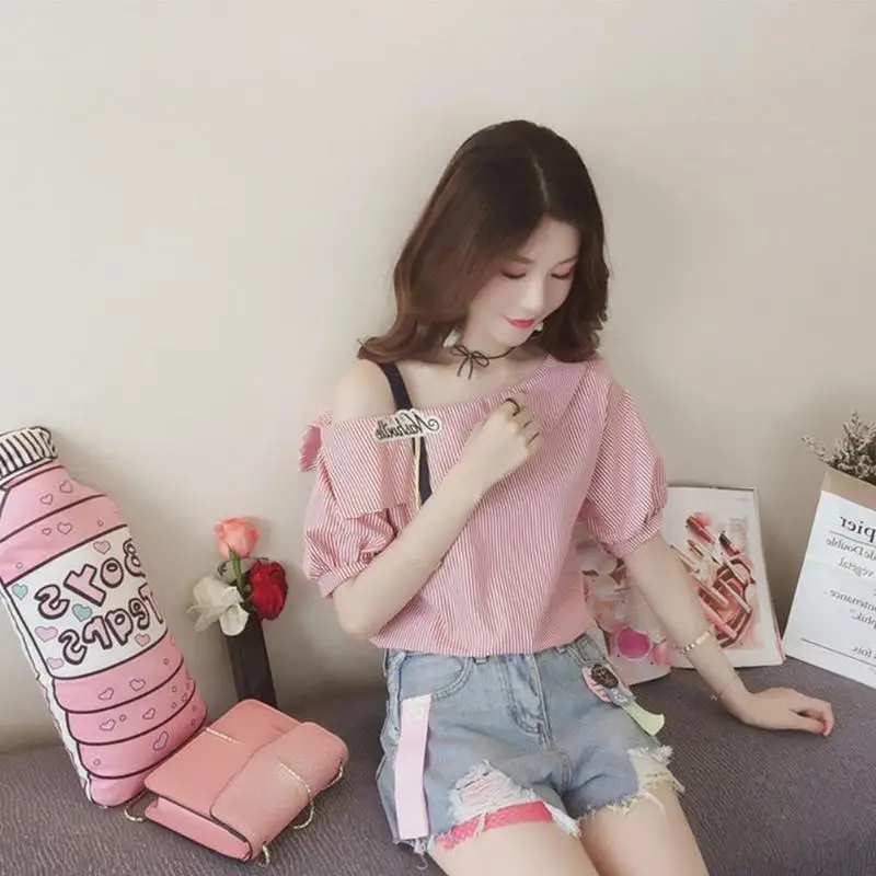 Модный Свободный пуловер с рукавами фонариками для девочек повседневные милые