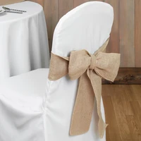 10pcs burlap hessian chair sashes rustic wedding decoration diy chairs ribbon bow knot bands for party banquet event 17x275cm
