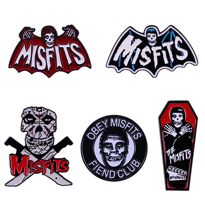 Punk Rock Band Misfits Brooch Lapel Pin Bat Fiend Club Badge Coffin Music Musical Horror Face Logo Scream Halloween Addition