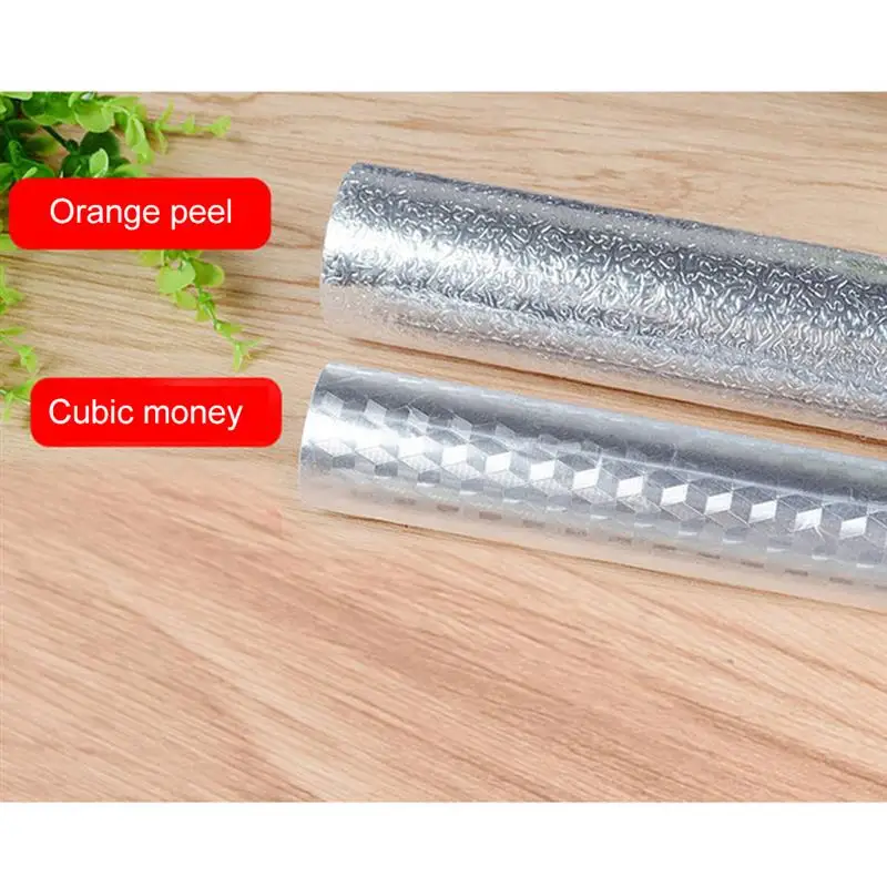 

5M Kitchen Oil-Proof Waterproof Stickers Anti-Fouling Silver Color Aluminum Foil Self-Adhesive Wallpaper Stove Cabinet Stickers