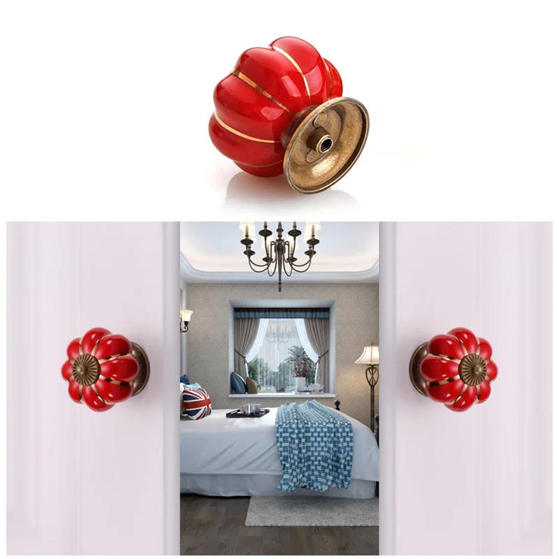 10 шт. старинная Мебельная ручка дверные ручки тыквенные керамические для шкафов