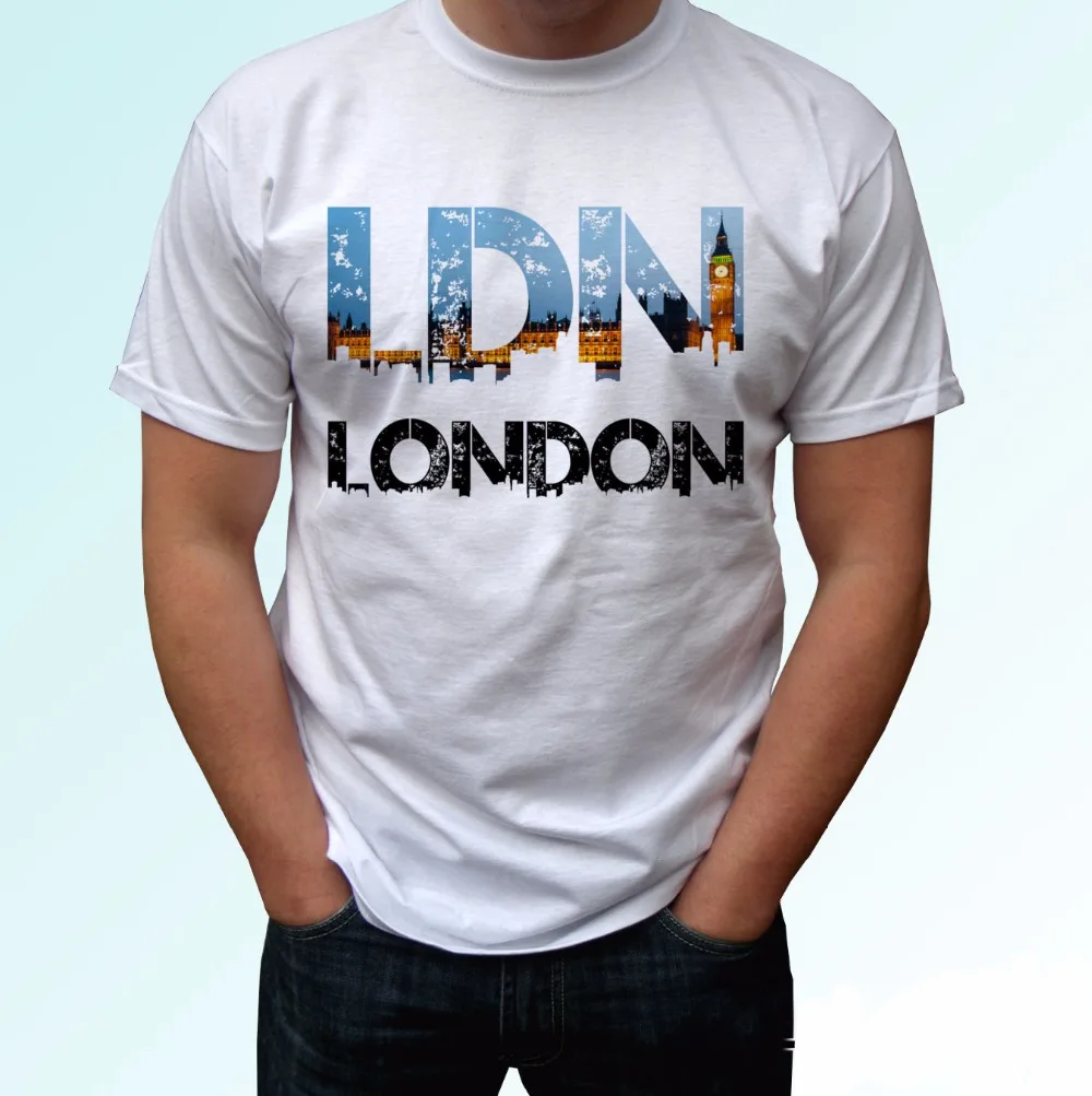

Newest 2019 Men T-Shirt Fashion O-Neck T Shirt London Ldn-White T Shirt Top Great Britain Flag T-Shirts Graphics Tee shirts