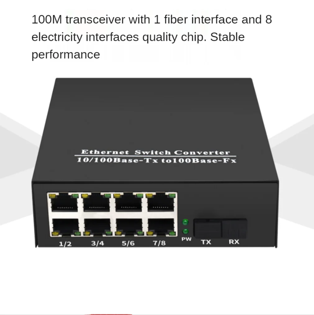 1 PC Ethhernet Switch Converter 100Mb Transceiver Single Mode Single Fiber Converter Photoelectric Transceiver Gift Power Supply