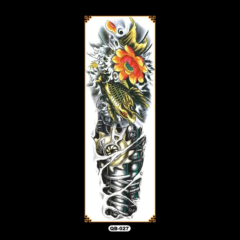 QB наклейка на полную руку с цветами водостойкая временная татуировка рукав для