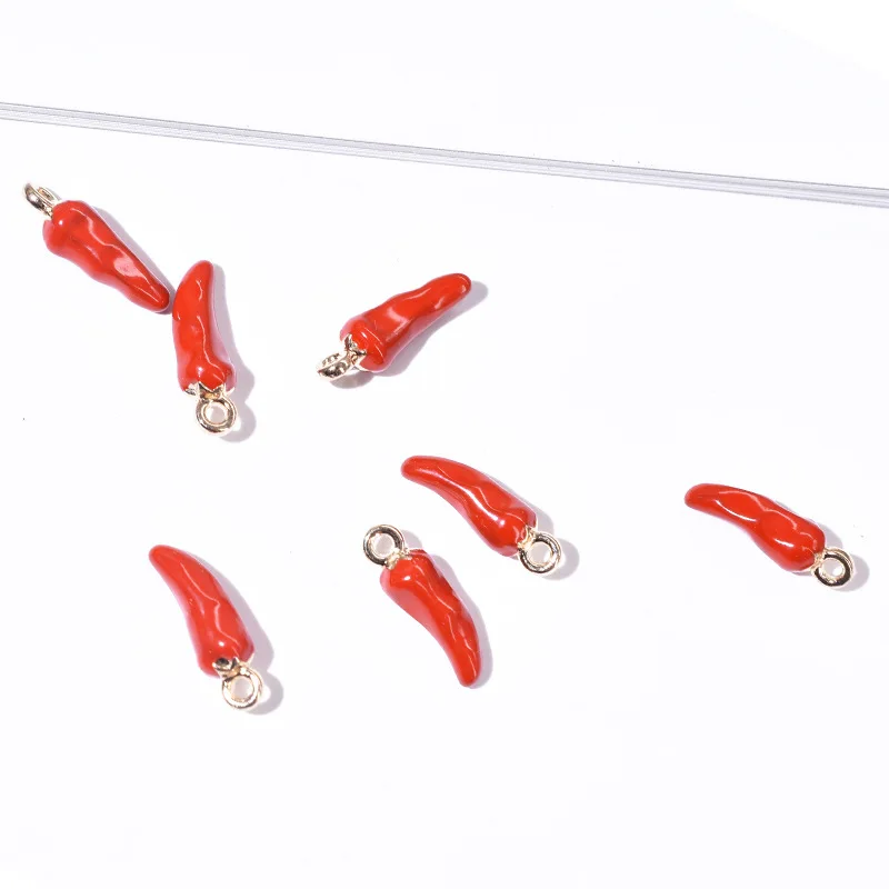 Эмалированные Подвески в виде золотого перца чили 5 х17 мм|Шармы| |