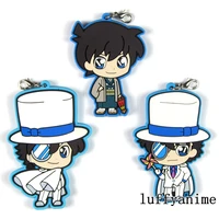 detective conan case closed rubber mascot pendant jimmy kudo kaitou kid anime accessories phone strap chain keychain