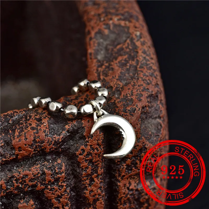 Браслет из серебра 100% пробы с подвеской в виде Луны и бусинами | Украшения