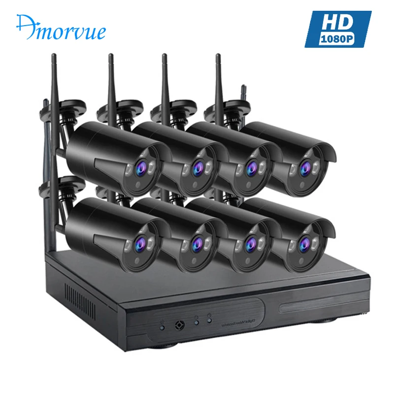 Amorvue 8CH 1080P Wifi CCTV камера система 2MP Wifi цилиндрическая ip-камера с защитой от атмосферных воздействий Wifi NVR комплекты видеонаблюдения камера безопасности - Цвет: 8 cameras