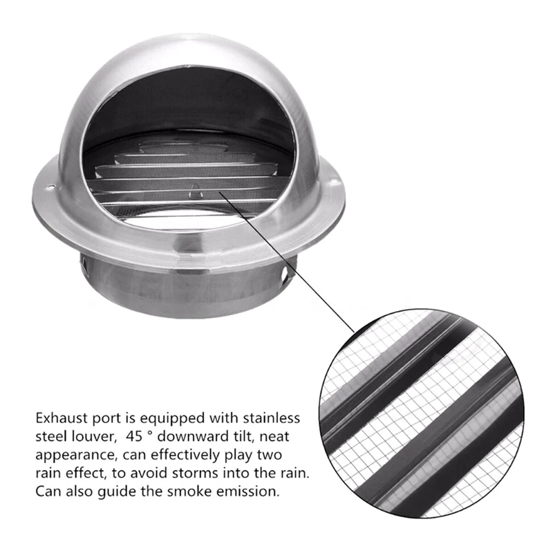 

Stainless Steel Exhaust Hood 80/100/120/150mm, Hood External Wall Vent Cap Ventilation Cap Air Ventilation Ventilation Fan