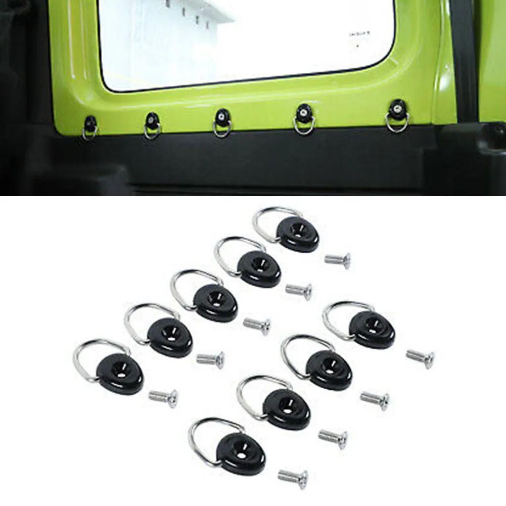 

10pcs Metal Tie-Down D-Ring Buckle For Suzuki Jimny 2019 2020 Trunk Cargo Area Tie-Down D-Ring/D-Plate Buckle+Screws