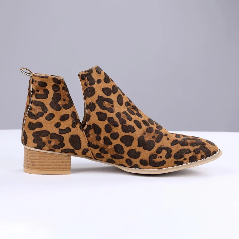 Slip On Women Ankle Boots Pointed Toe PU Leather Low Heels Shoes Woman Booties Sexy High Heels Size 35-43