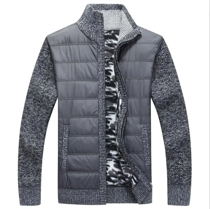 Dark Gray Мужской осенне-зимний толстый свитер мужской однотонный меховой жакет с вортником стойкой кардиган masculino свитер шерстяная куртка пальто плюс размер 3XL - Цвет: Dark Gray