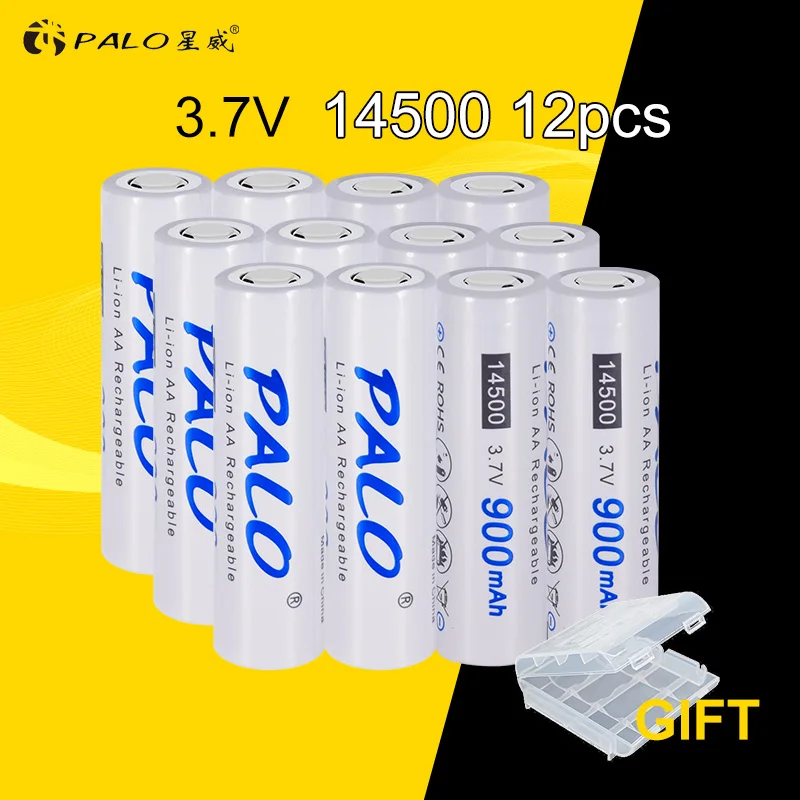 4 шт. PALO 14500 Li-Ion 2A батарея 3,7 V батарея AA 14500 батарея recargables защищена чехол для батареи - Цвет: 14500-12pcs