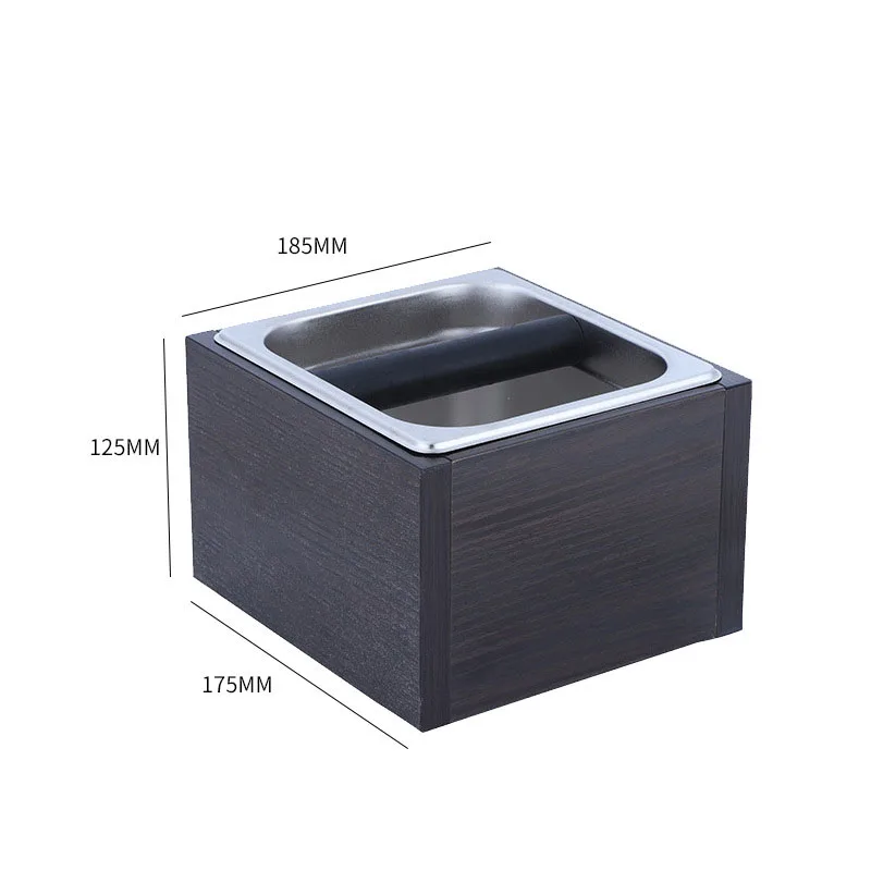 

1500ml Coffee Knock Box Stainless Steel Wood Coffee Grounds Container Box Barista Coffee Residue Bucket Grind Waste Bin