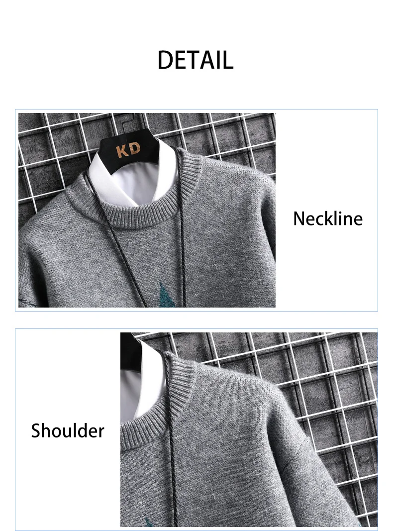 Pullover New O-Neck Men Sweater Loose 2021 Patchwork Autumn Fashion Winter Pattern Knitted Sweaters Mens Casual Bottom Shirt