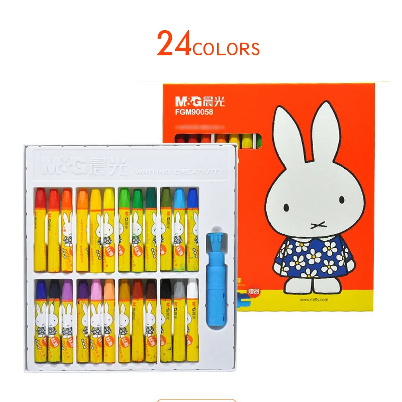 24colors Карандаш M& G Miffy. Картина маслом палочка. Детские художественные кисти. Изобразительное искусство, обучение, живопись. 12/18/24/36 шт/партия. FGM90056/7/8/9 - Цвет: 24colors
