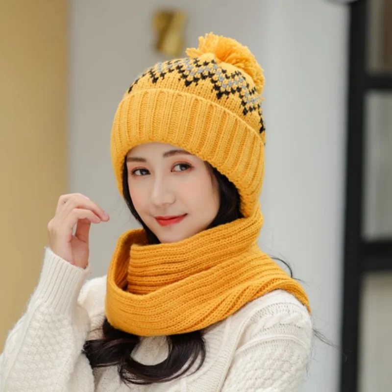Шерстяной комплект из шапки и шарфа женский | Аксессуары для одежды