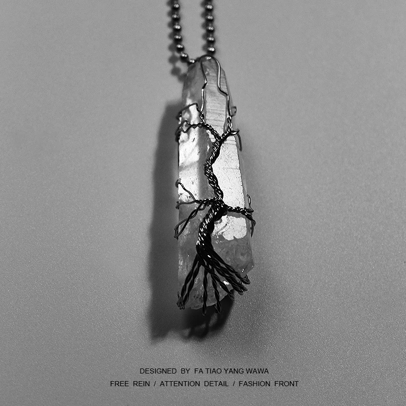 

White crystal and dark necklace