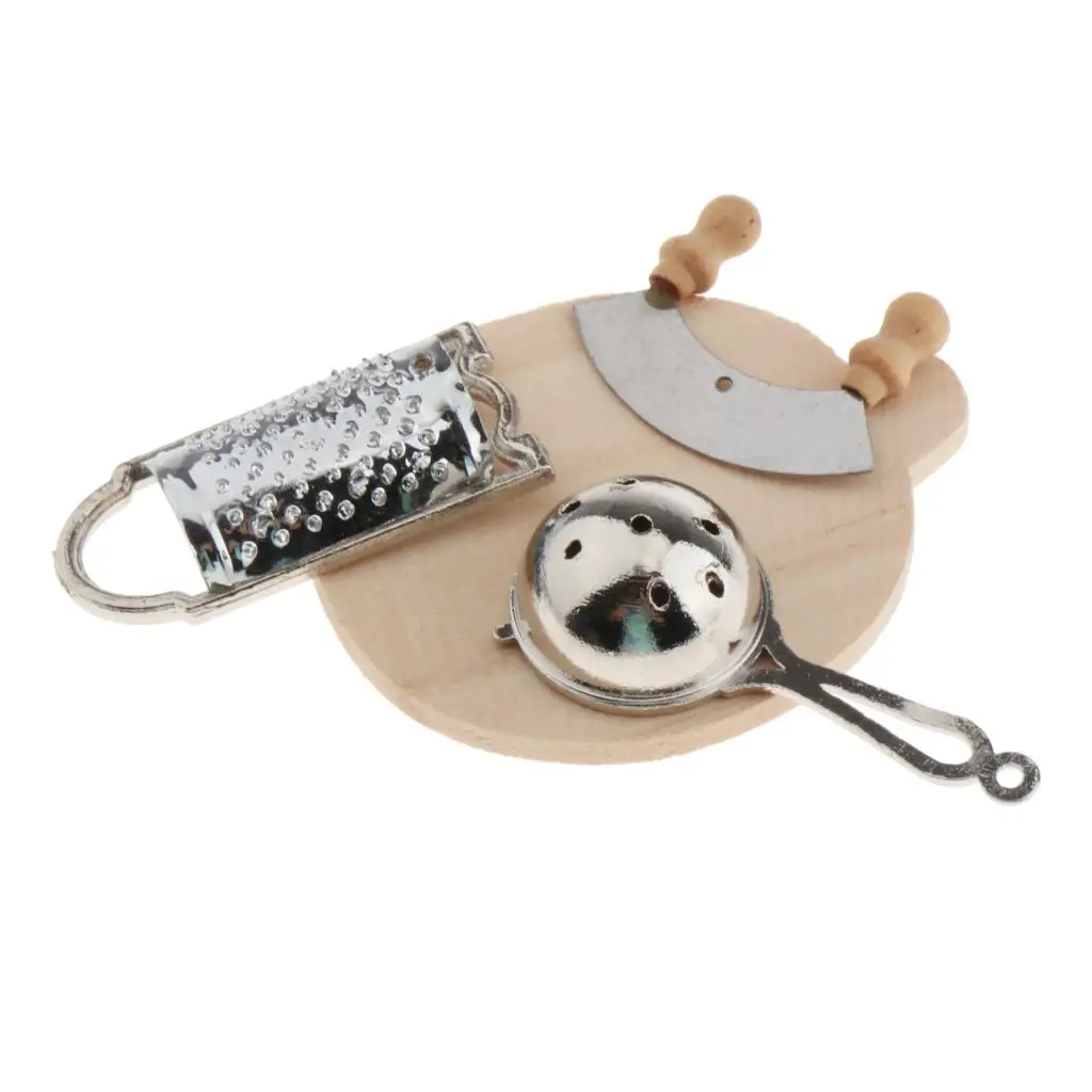 

Kids Toy 4PC 1:12 Dollhouse Miniature Kitchenware Colander Playset Kits Pretend Play Home Decor Accs