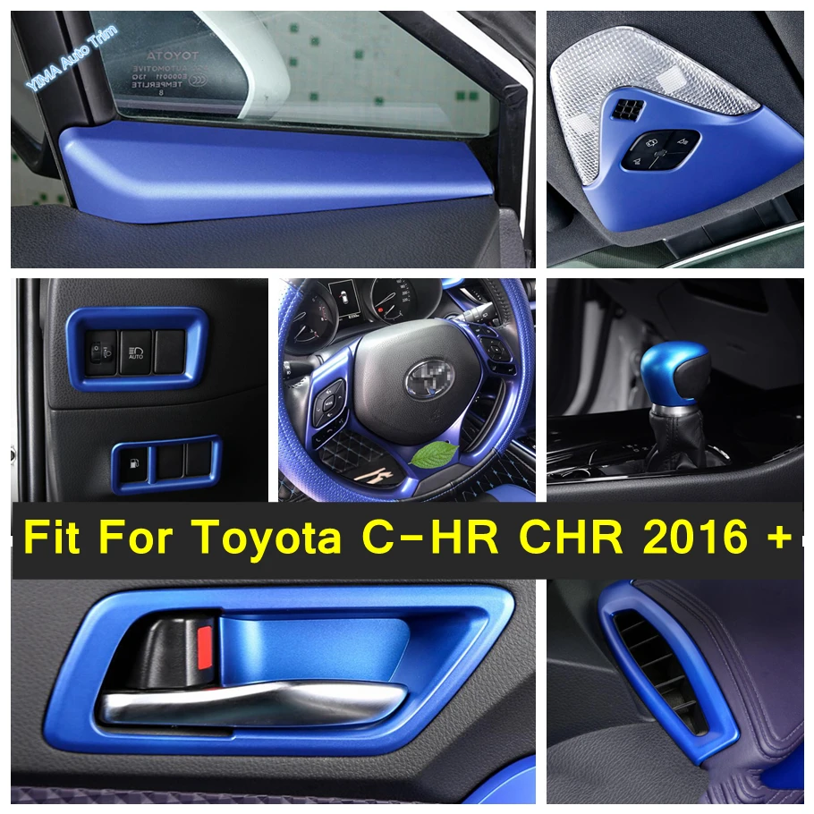 

Blue Interior Window Pillar A Front Door / Steering Wheel / Gear Shift Head Knob Cover Trim For Toyota C-HR CHR 2016 - 2021