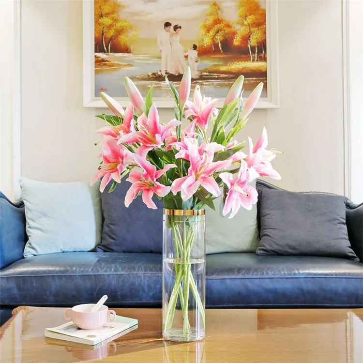 DIY 3 бутоны реалистичные искусственная лилия Флорес Свадебный букет из