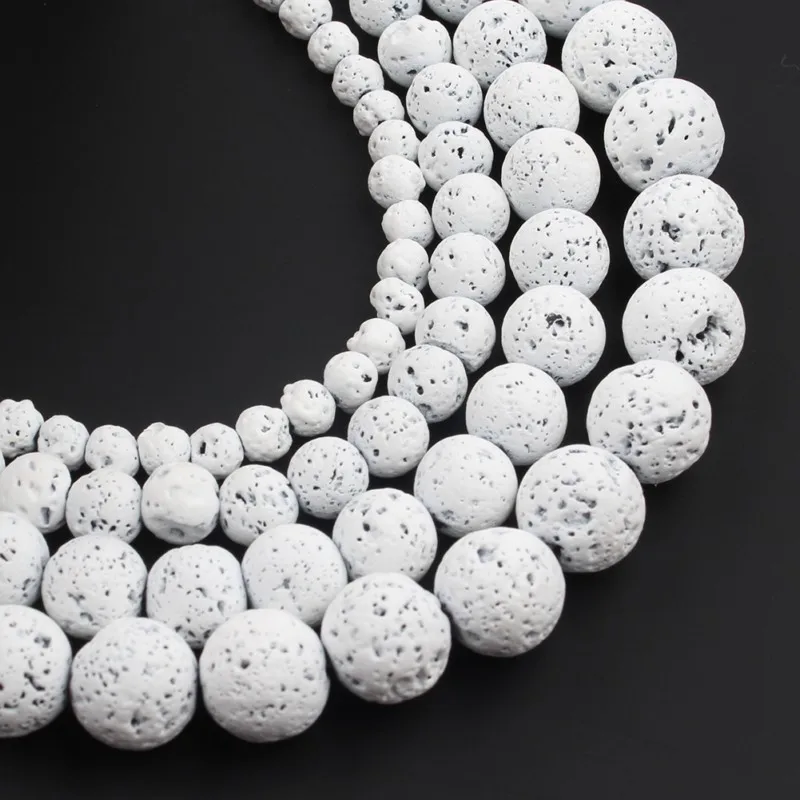 Бусины Из Натурального Гематита и вулканического камня круглые белые бусины