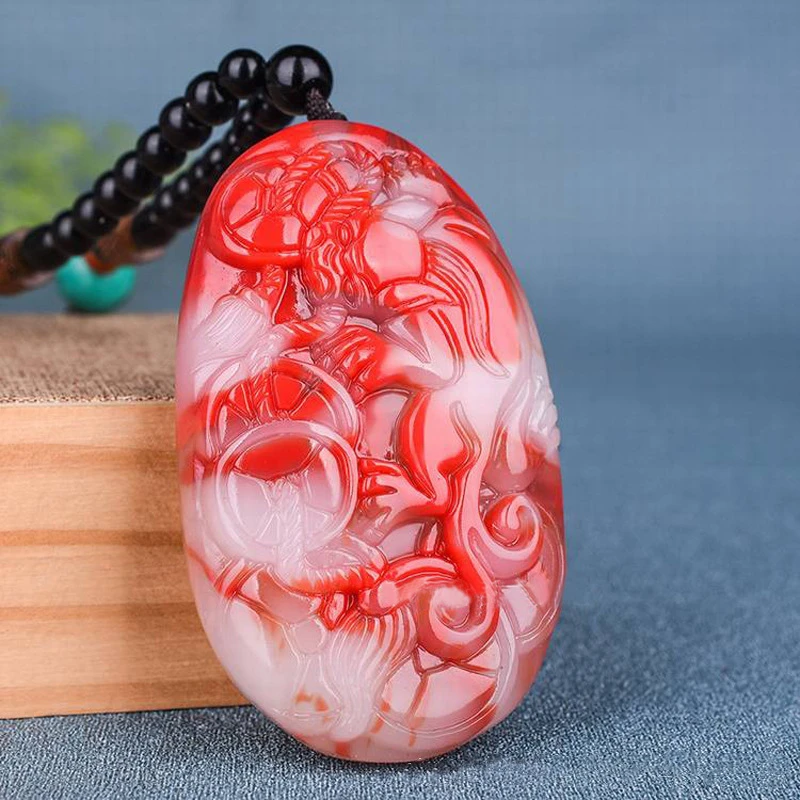 

Natural Soapstone Hand Carved Brave Jade Pendant Fashion Boutique Jewelry Men's and Women's Lucky Monster Necklace Accessories