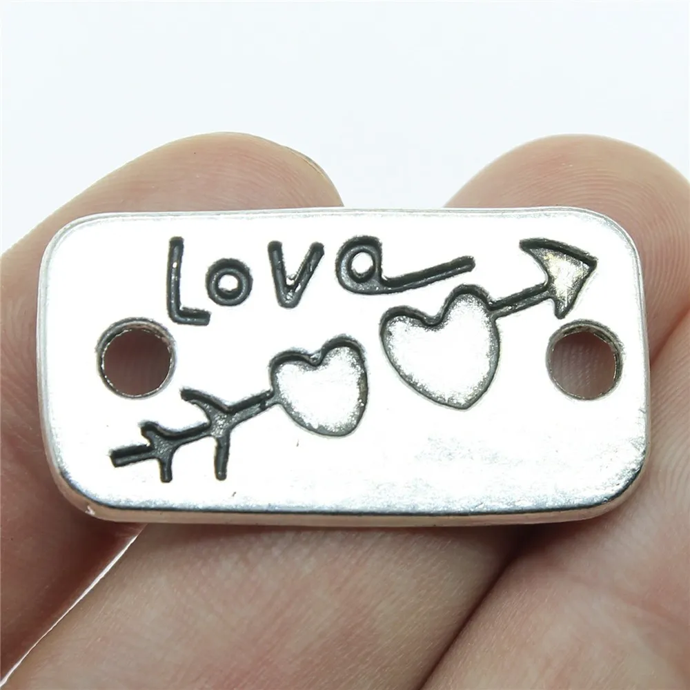 

50pcs 35x19mm A Stone'S Throw Double Heart Love Connector Charm Antique Silver Color Antique Bronze Color