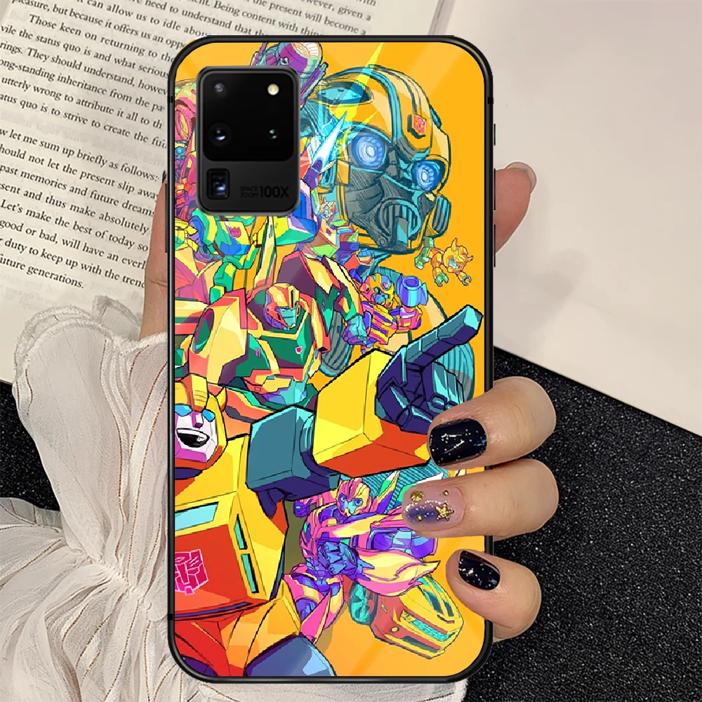 

Bumblebee Transformers Phone Tempered Glass Case Cover For Samsung Galaxy S Note 5 6 9 10 10E 20 21 FE Plus Uitra Hoesjes Soft