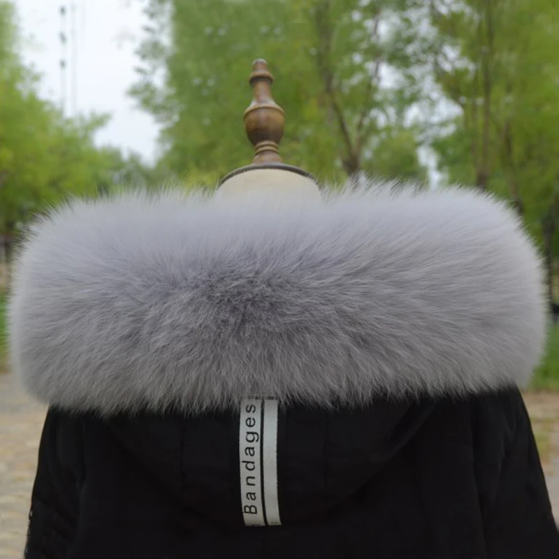 Женский натуральный Лисий меховой воротник шарф из натуральной толстой теплой