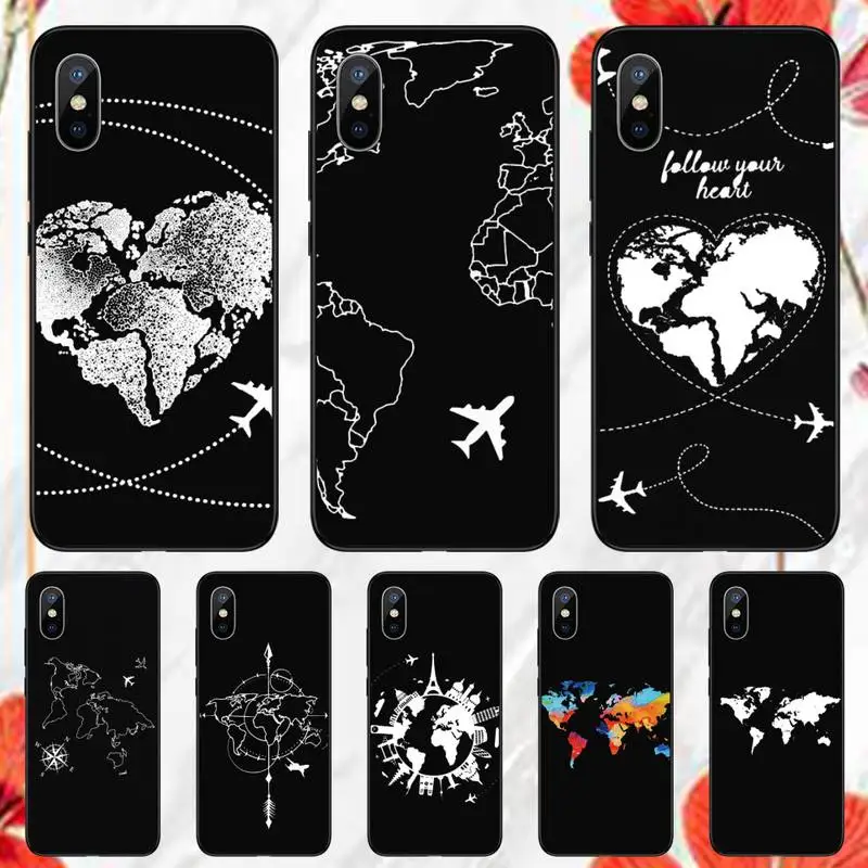 

world map Phone Case for iPhone 11 12 13 pro XS MAX 8 7 6 6S Plus X 5S SE 2020 XR mini