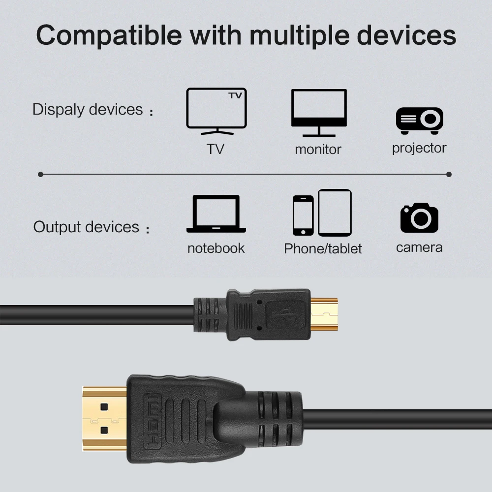 Новый оригинальный высокоскоростной 1 5 м Черный Micro USB к HDMI совместимому кабелю