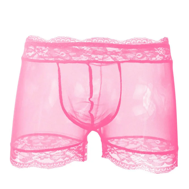 Трусы боксеры мужские прозрачные пикантное нижнее белье для геев однотонные