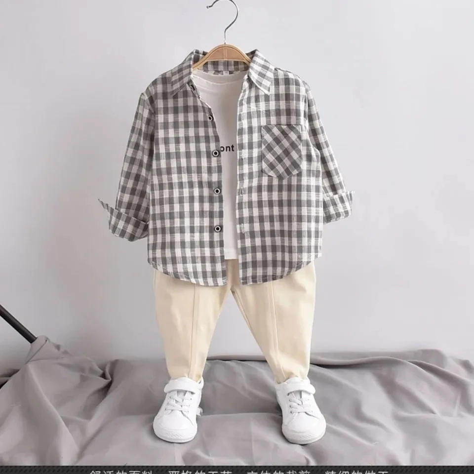 

baby boys Plaid autumn Shirts kids boys children baby cotton long sleeves tops Kids Children casual shirts blouse P4839