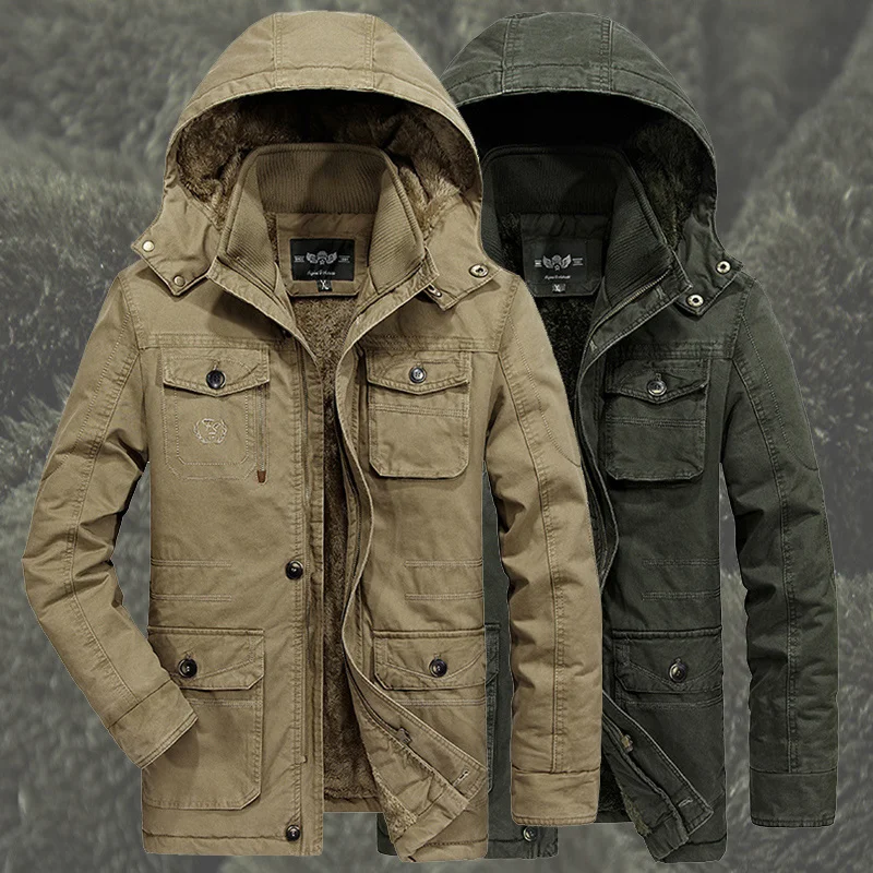 

Plus Size 6XL 7XL 8XL Winter Jacket Men Windproof Fleece Lined Parka Male Thicken Coat Fur Hooded Warm Windbreaker Men Clothing