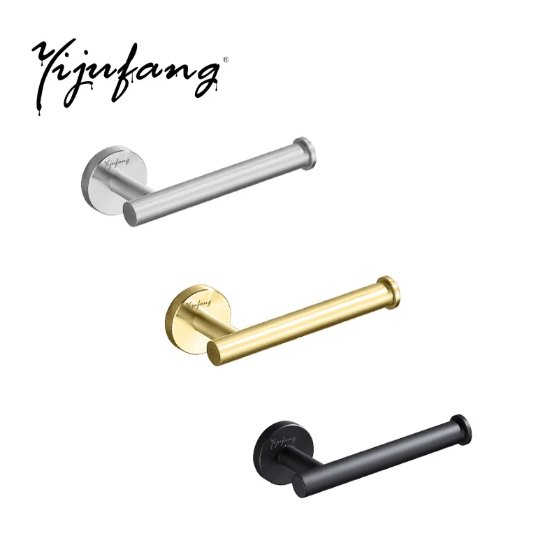 

Stainless Steel Toilet Paper Holder Black Silver Gold Kitchen Paper Holder Pole Type Perforated Wall-mounted Toilet Paper Holder