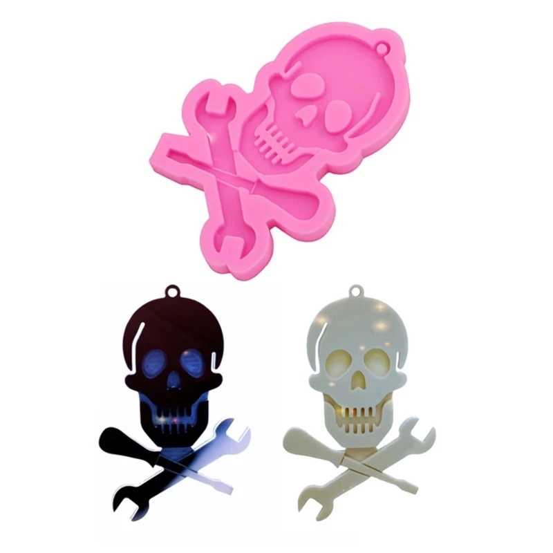 

Shiny Skull Wrench Epoxy Resin Mold Keychain Pendant Silicone Mould DIY Crafts Jewelry Necklace Earrings Clay Polymer Tools